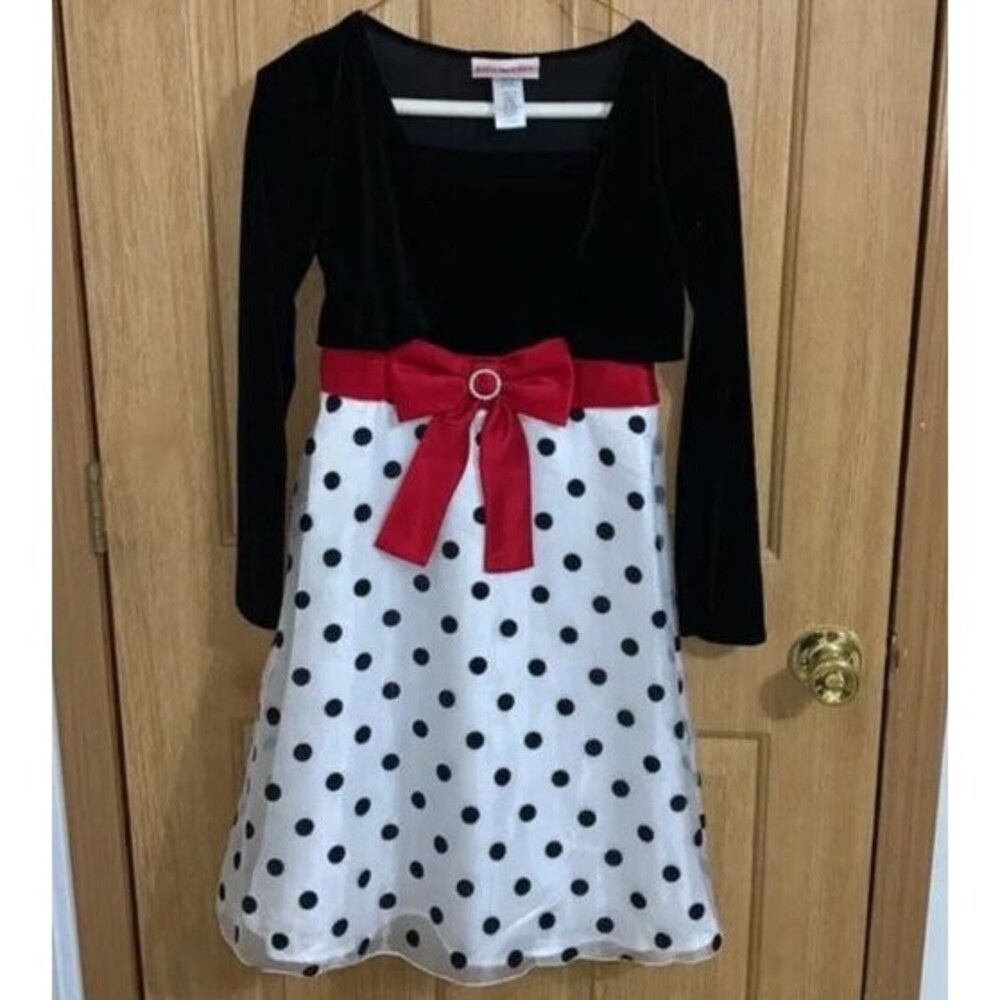Emily West Polka Dot Dress Jacket Set Girls 10.5 Formal Pageant Party Layered
